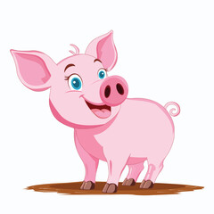 Cute pig vector illustration featuring a pink piggy with a friendly expression. Perfect for farm animal designs, agriculture themes, piggy banks, and cartoon mascots.