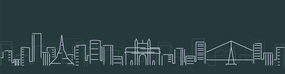 Mumbai Simple Lines Skyline on Dark Background