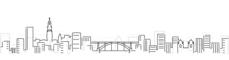 Porto Simple Dark Lines Skyline on White Background