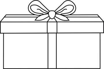 gift box line art wrapped gift with ribbon bow drawing vector illustration