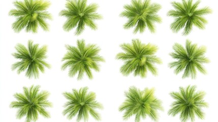 Twelve Aerial Views of Lush Green Palm Trees