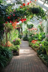 Fototapeta premium A lush tropical garden with exotic flowers and plants.