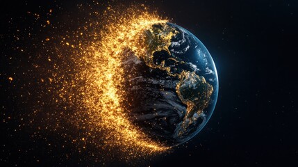 Obraz premium Earth's Burning Sorrow: A Visual Metaphor of Climate Change