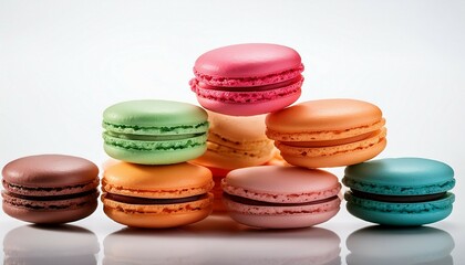 colorful macaroons on a wooden table