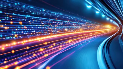 Fototapeta premium High-Speed Data Stream: A Futuristic Digital Highway