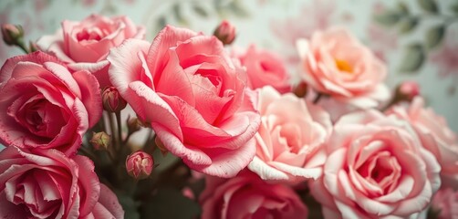 Soft-focus vintage floral backdrop with faded roses and delicate textures, shabby chic, bloom