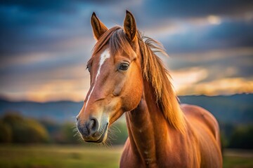 Fototapeta premium Adorable Minimalist Horse Portrait: Brown Horse in Simple Background