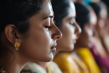 Fototapeta premium In A Moment Of Connection Devotees Bow Their Head Bf796467-2 837