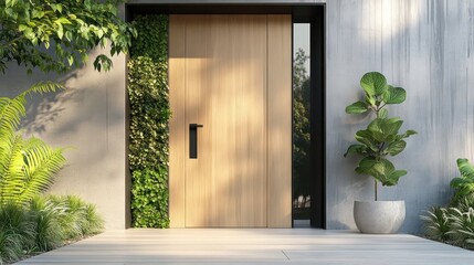 Modern front door residential home architectural design contemporary setting close-up minimalism