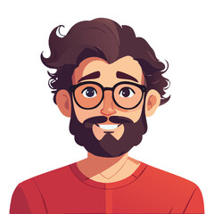 Friendly Bearded Man with Curly Hair and Glasses