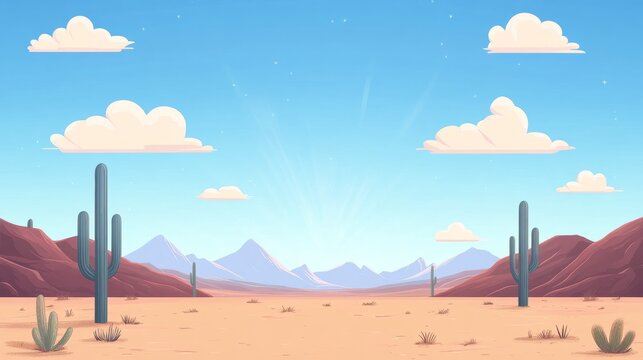 Light Blue Desert Sky With Clouds And Cactus And D412df91-1 915