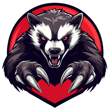 Relentless honey badger logo with sharp claws showcases fierce competition spirit in esports