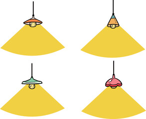 吊るし電気スタンド、ライトの見出し・テキストボックスのイラスト