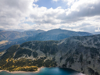 Obraz premium Aerial view of The Stinky Lake, Rila mountain, Bulgaria