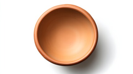 Simple terracotta pot is photographed from the top down