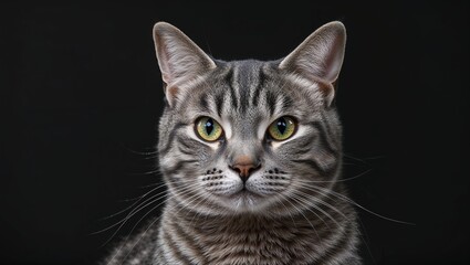 Obraz premium isolated close-up of a grey cat showcasing its glorious features.