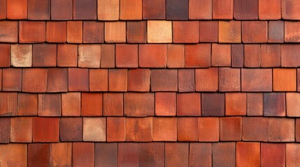Fototapeta premium Textured Roof Tiles: A Close-Up View of Rustic, Red Clay Roof