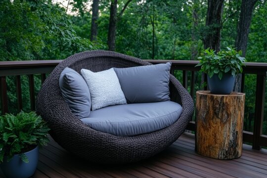 The Image Features A Cozy And Stylish Outdoor Sea A2a4630e-5 1718