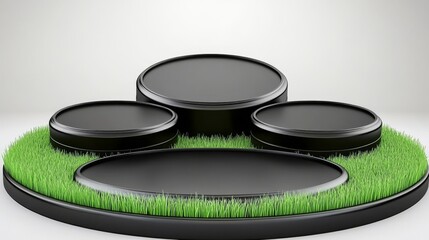 Modern Black Podium with Grass