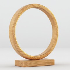 Obraz premium Golden Wooden Ring Sculpture - Modern Home Decor