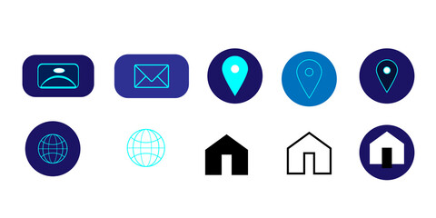 Business icon for company connection set in different style.