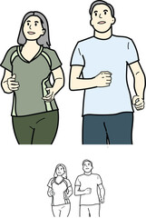 Obraz premium Couple running together vector