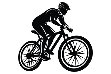 Obraz premium Black silhouette of a cyclist on a white background