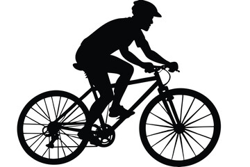 Obraz premium Black silhouette of a cyclist on a white background