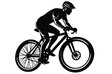 Obraz premium Black silhouette of a cyclist on a white background