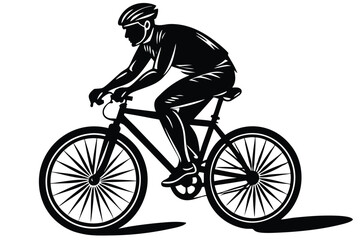 Obraz premium Man riding a bicycle silhouette vector