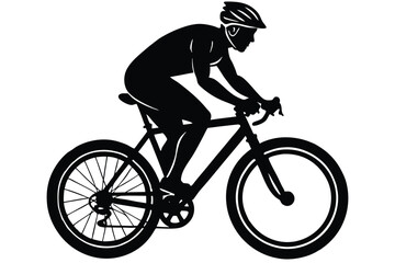 Obraz premium silhouette of a cyclist male on white background
