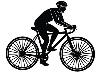 Obraz premium silhouette of a cyclist male on white background