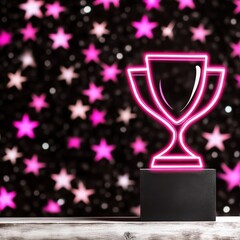 Pink Neon Trophy Award - Success and Achievement