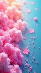 Fototapeta premium Soft rainbow gradient, floating cotton candy shapes, glitter , festive, dreamy, cheerful