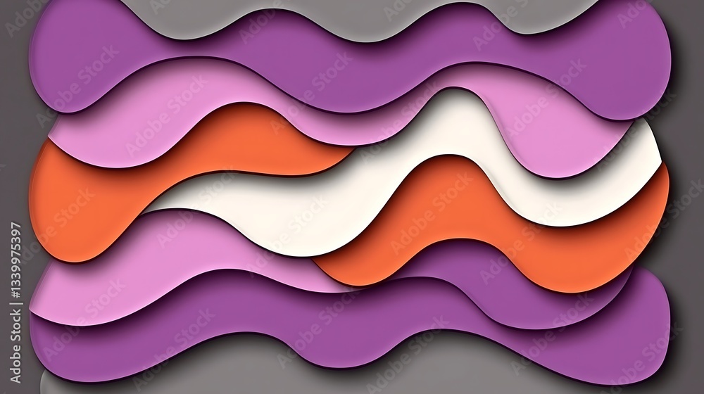Poster abstract colorful wavy layers background with soft shadows and depth