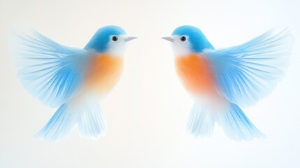 Obraz premium Two Blue Birds in Flight: A Serene Digital Artwork
