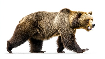Obraz premium A majestic bear walking with its mouth open showcasing its powerful presence in a natural sett