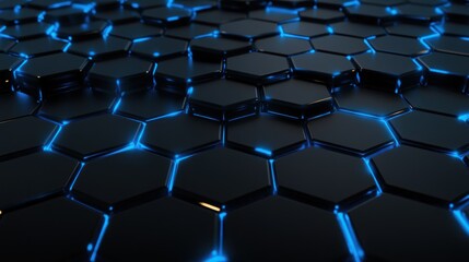 Fototapeta premium Abstract Hexagon Pattern: Futuristic Dark Blue and Black Geometric Design