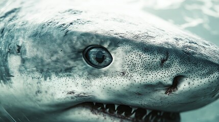 CloseUp of a Predatory Marine Creature with Sharp Teeth and Intense Eye Perfect for Wildlife