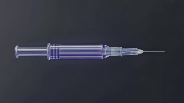transparent medical syringe isolated on a dark background