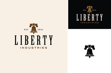 Liberty Bell American Independence Symbol in National Historical Park Philadelphia Vintage Logo Design