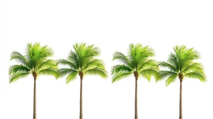 Obraz premium Four Lush Palm Trees Against a Pristine White Background