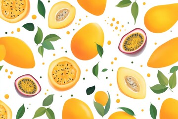 Vibrant mango and passion fruit pattern celebrating tropical flavors