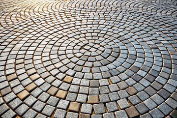 Circular Cobblestone Pavement, Stone Path Design, Garden Walkway, Paving Stones Pattern, Outdoor Flooring