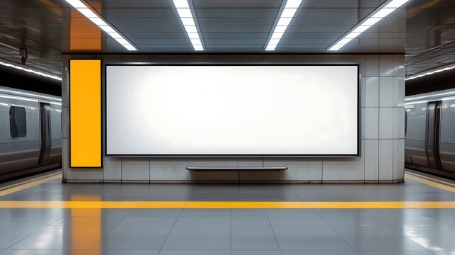 Blank neon box in railway station