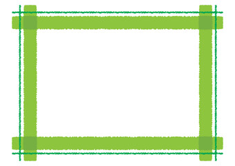 クレヨンタッチの二重線交差フレーム/グリーン