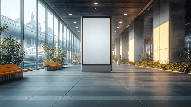 Blank neon box in railway station