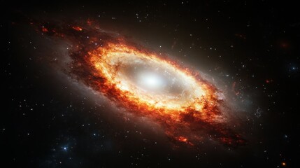 Naklejka premium Fiery Galactic Spiral: A Cosmic Dance of Orange and Red Hues