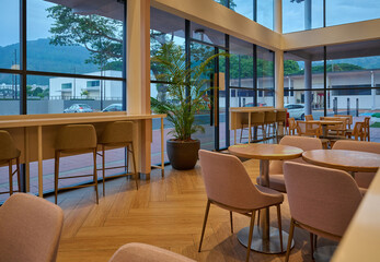 Cozy Cafe or Restaurant with Table Settings