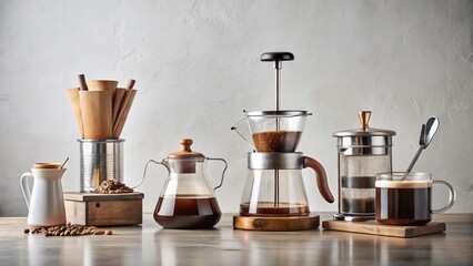 Coffee Brewing Equipment:  Essential Tools for Perfect Coffee on White Background